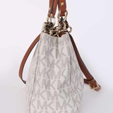 Michael Kors Cynthia Medium MK Signature Satchel Vanilla