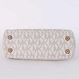 Michael Kors Cynthia Medium MK Signature Satchel Vanilla