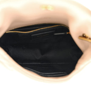 Saint Laurent  Lambskin Quilted Toy Loulou Puffer Monogram Chain Satchel Dark Beige