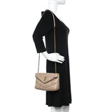 Saint Laurent  Lambskin Quilted Toy Loulou Puffer Monogram Chain Satchel Dark Beige