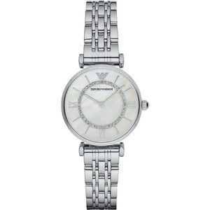 Emporio Armani Silver Stainless Steel Mother Of Pearl Dial Quartz Watch for Ladies - AR1908