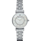 Emporio Armani Silver Stainless Steel Mother Of Pearl Dial Quartz Watch for Ladies - AR1908