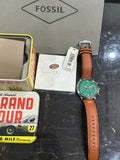 Fossil Neutra Brown Leather Strap Green Dial Chronograph Quartz Watch for Gents - FS5735