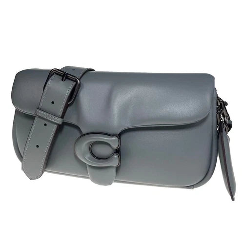 COACH C0772 Pillow Tabby Shoulder Bag Crossbody 2WAY Greige Leather Used 2501Y